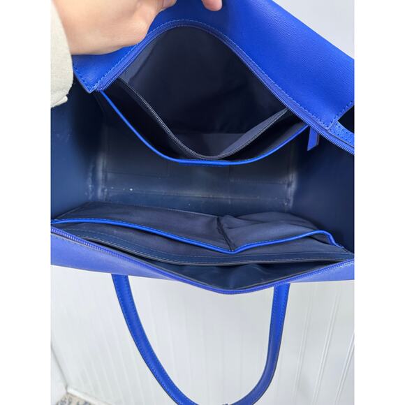 Tory Burch Parker Leather Tote in Burch Blue Double Strap and Zip Closure - Picture 7 of 8